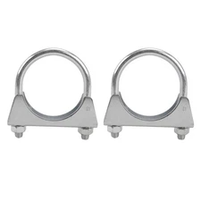 2pcs 2" Exhaust Muffler Clamp U-Bolt Saddle Style For 2 inch Pipe OEM Standard