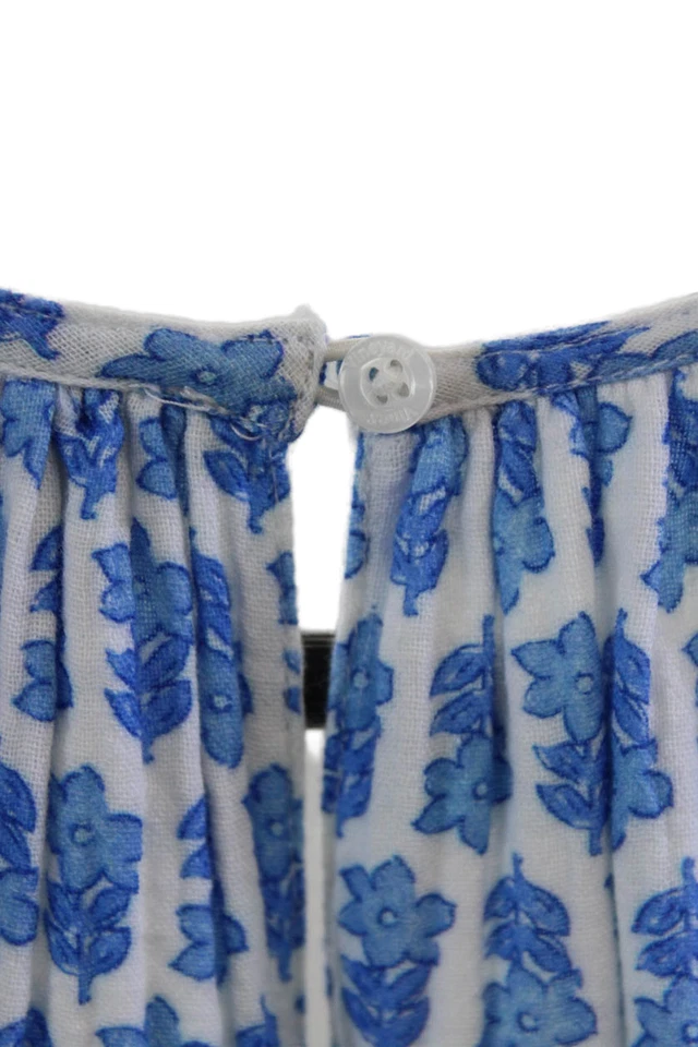 Vineyard Vines Girls Cotton Floral V-Neck Short Sleeve Dress Blue Size 14 - Image 4 of 4