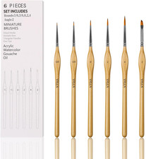 6Pcs Miniature Paint Brushes Set with Triangular Handles - for Acrylics, Oils, W