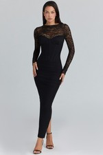 HOUSE OF CB SHILOH LACE CORSET MAXI DRESS IN BLACK SIZE S /REGULAR CUP *RRP £199