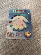 1999 TY Beanie Babies BBOC S3 WILD Teal Hippie The Ty-Dye Bunny FOIL Card Mint