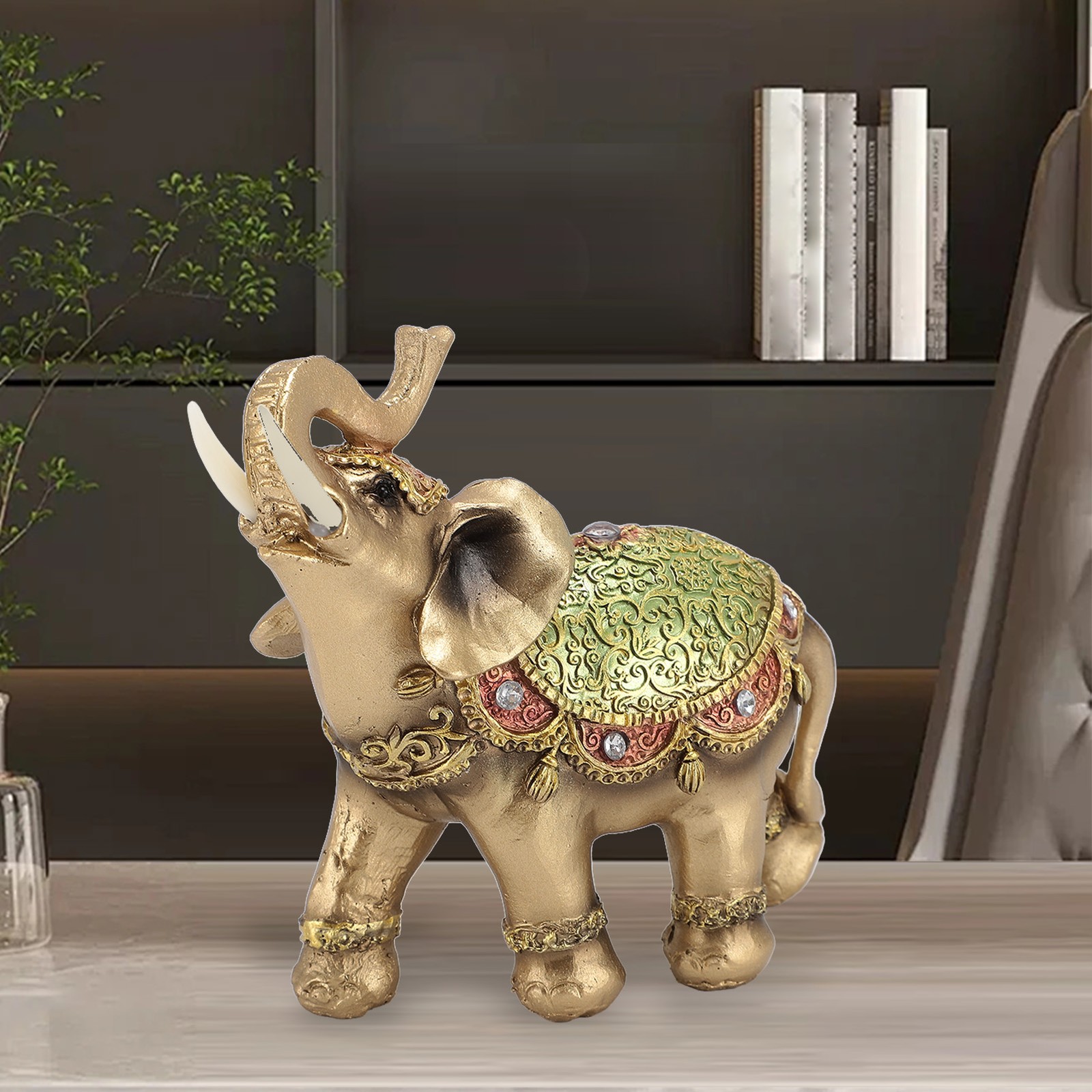 ✿ Feng Shui Lucky Elephant Figurine Elephant Statue Resin For Office