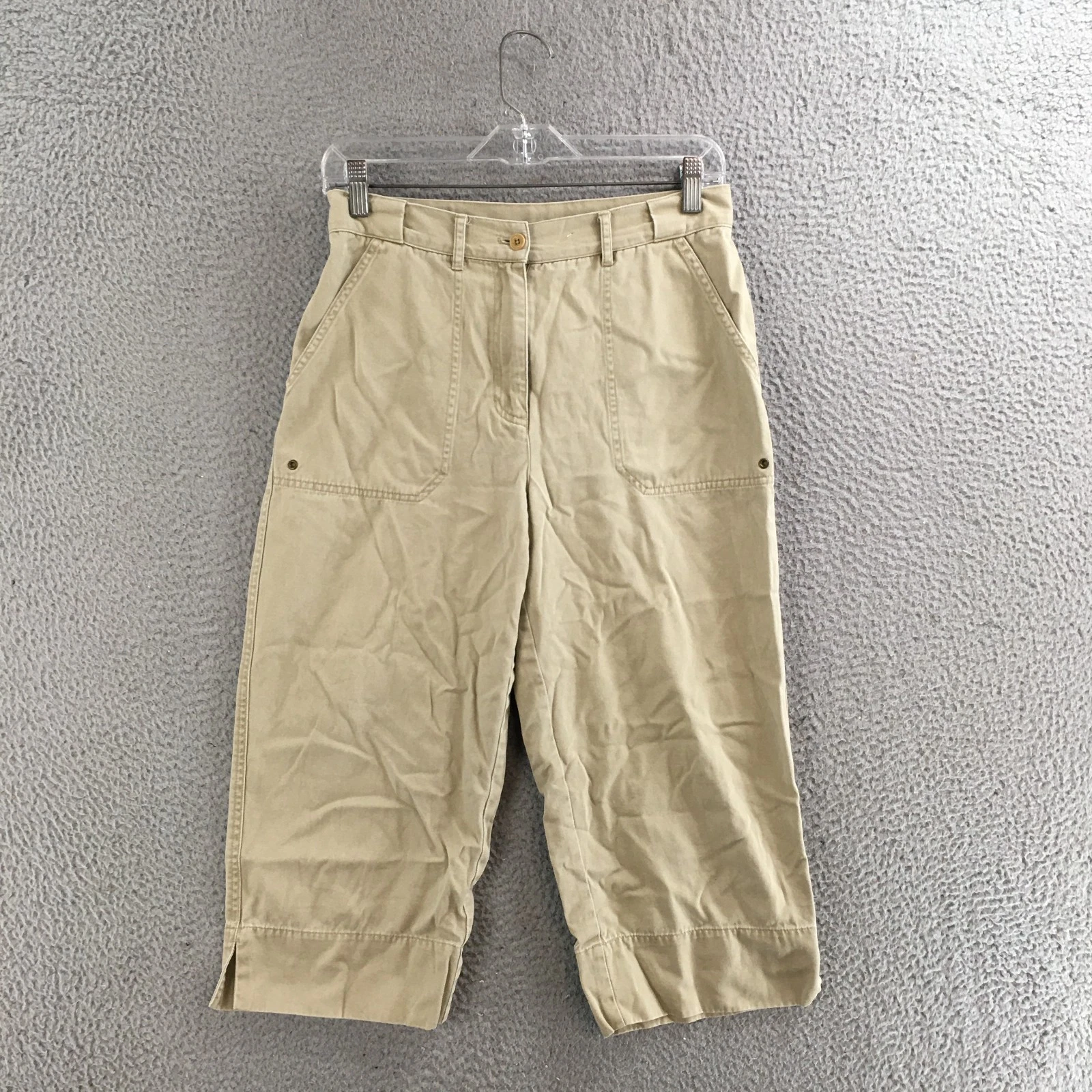 Lauren Ralph Lauren Pants Womens 8 Petite Zip Fly Straight Capri Cotton Beige
