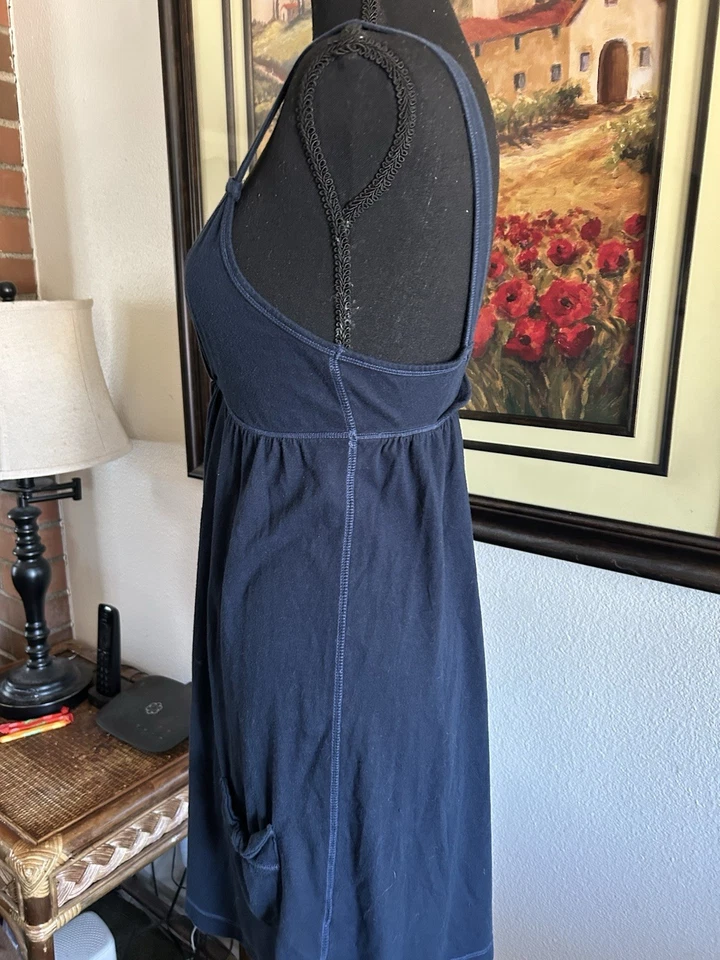 Vestido Babydoll Gilly Hicks Algodón Azul Marino Y2K Talla Mediana Solero Boho Foto 4 de 4