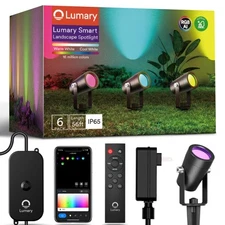 56FT Smart Landscape Lights 6 Pack Color Changing Low Voltage Outdoor Spotlig...