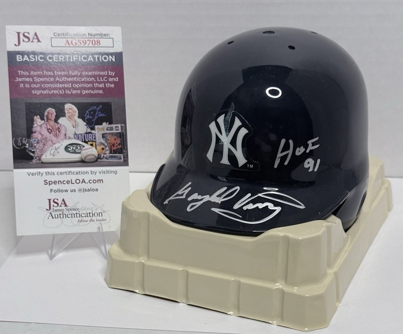 Gaylord Perry Signed Yankees Mini Helmet W/ HOF 91 Inscription JSA COA  W/Pics