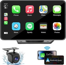 7" HD Portable Carplay Wireless Touch Screen Double Din Car Stereo...
