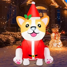 Christmas 4FT Inflatable Outdoor Yard Corgi Dog Decoration