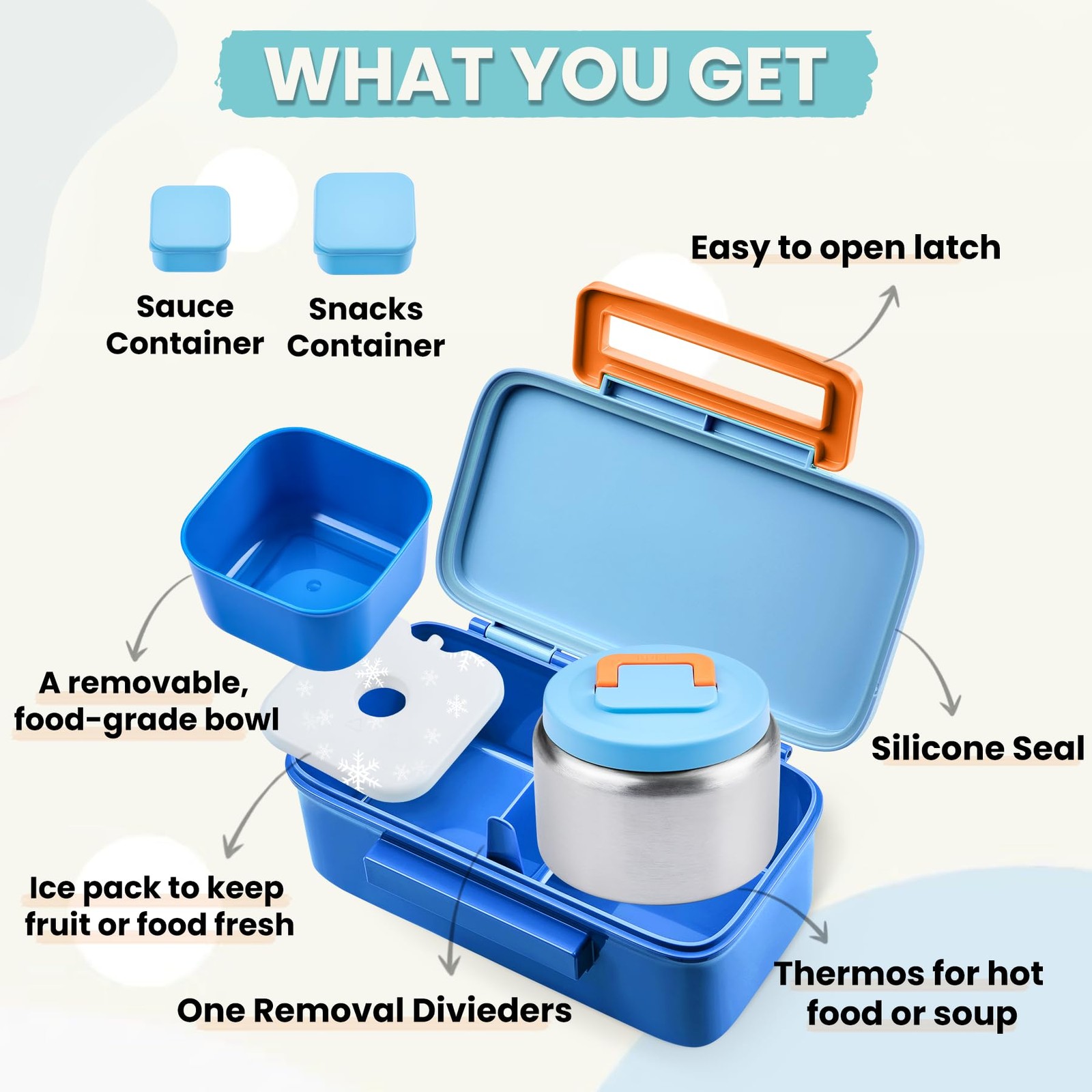 Kids Lunch Box with 8oz Thermo, Leakproof Bento Box with Insulated Bag, Kids ...