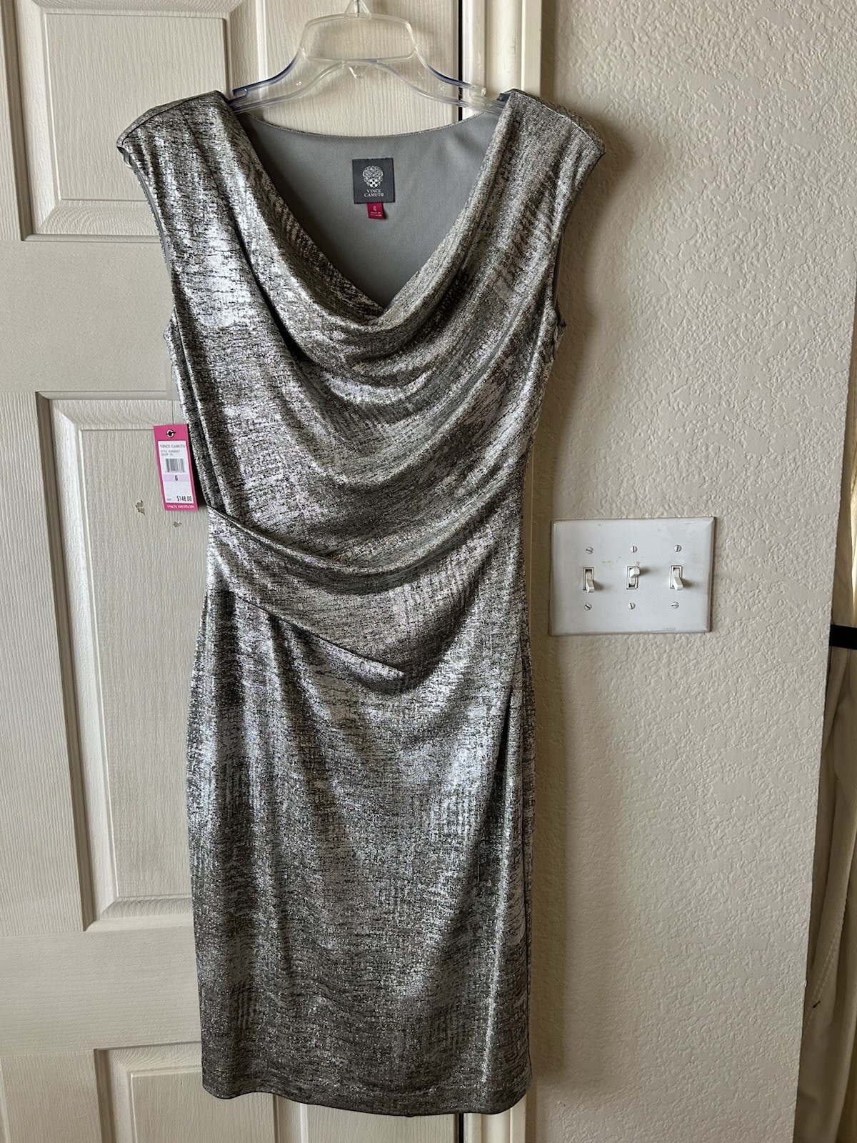 NWT Vince Camuto Women's Silver Metallic Dress Size 6