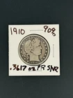 1910 Barber Half 90% Silver - Key Date - .3617 Oz Pure Silver Content