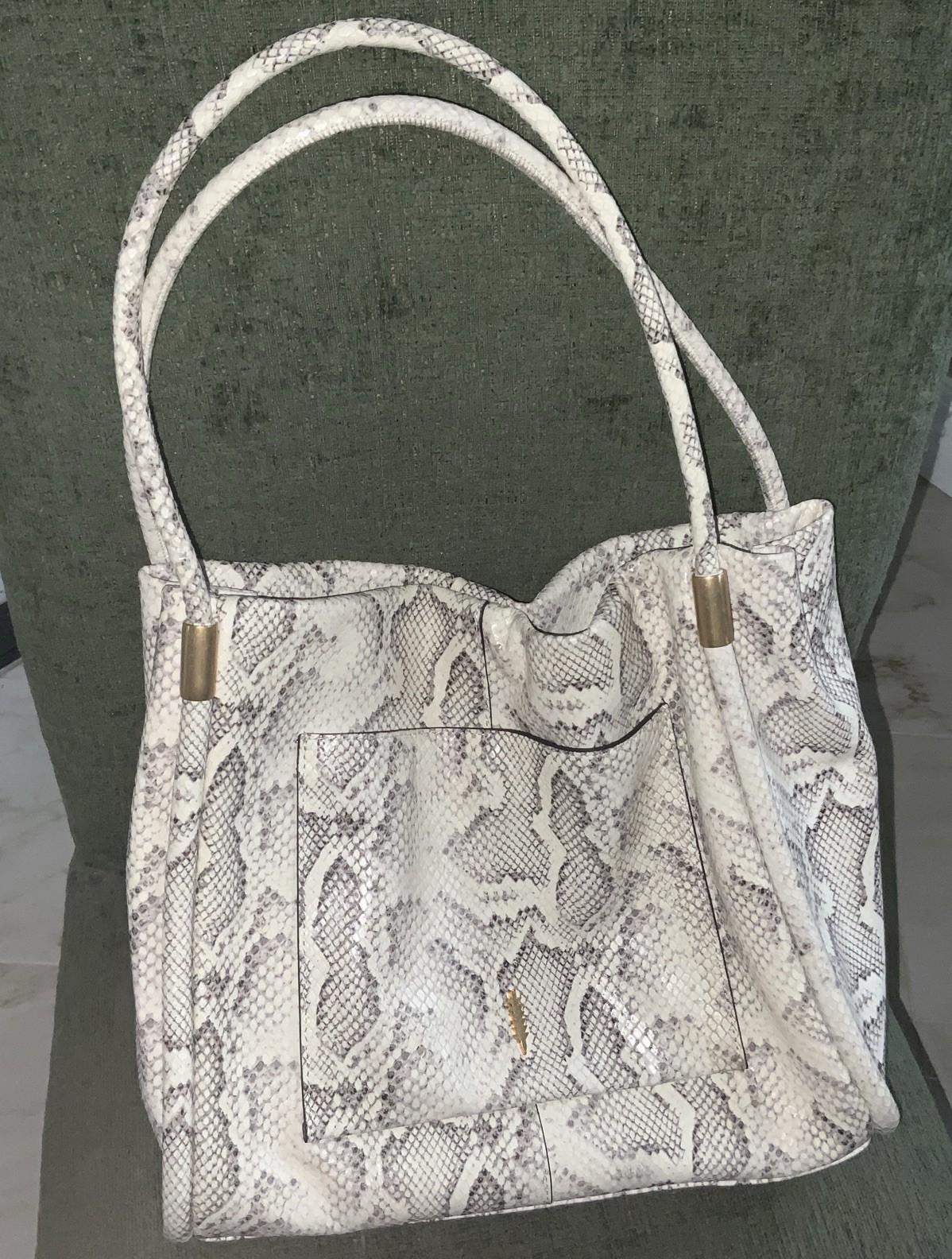 THACKER Leather Natural Python/Snakeskin Handbag … - image 1