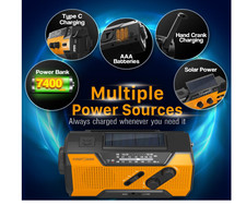 FosPower NOAA Emergency Weather Radio A1 7400mWh Portable Power Bank, AM/FM/WB