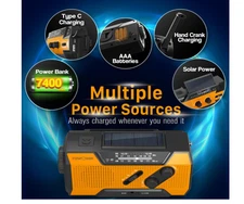 FosPower NOAA Emergency Weather Radio A1 7400mWh Portable Power Bank, AM/FM/WB