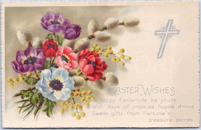 Ostern Blumen künstlerische Vintage Postkarte Karte Eastertide Glück