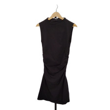 Quince Women Stretch Cotton Jersey Mock Neck Mini Dress Black S