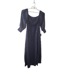 Lulus nwt dress womens M navy burn out formal maxi 3/4 slve holiday off shoulder
