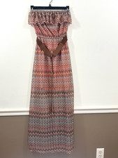 Derek Heart Crochet Maxi Dress Chevron SMALL Boho Festival Hippie