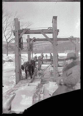 Hudson River Valley icemen reap their harvest as cold wave continue- Old Photo 1