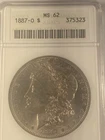 1887 $1 Morgan Silver Dollar ANACS MS62 Uncirculated Certified New Orleans