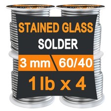 60/40 Solder for Stained Glass, 1/8" 3mm Dia, 4 lb Pack, Supplied by