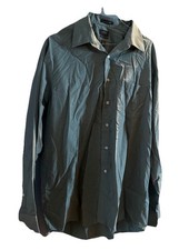 Arrow Men's Classic Fit Wrinkle Free Button Front Shirt L 16/16.5 34/35Gray