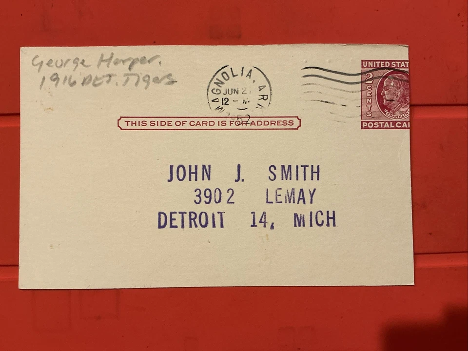 George Harper🔥MLB Debut: 1916 Detroit Tigers 🔥🔥Autograph Postcard🔥🔥🔥 - Image 2 of 2