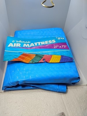 Vintage Inflatable Vinyl Air Mattress 27x72 (6ft) Unbranded Blue Open Package