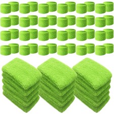 72 Pcs Green Cotton Wristbands for Kids Sports Tennis Basketball Running