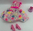 Vintage Barbie Doll Birthday Greeting Card Outfit Fashions Balloon Dress Clothes