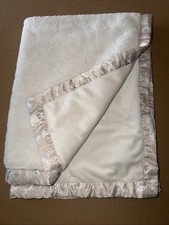 Modern Moments Gerber Ivory Plush Baby Blanket Satin Trim Safari Animals 29 x39