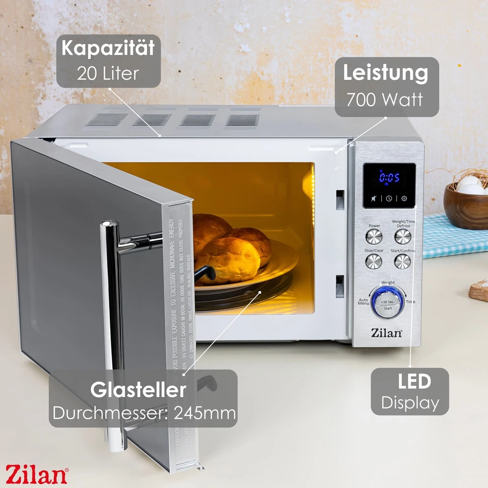 Mikrowelle 20L 6 Stufen Micro Wave Mini Backofen Kleine Mikrowelle 700W - Bild 3 von 4