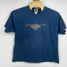 Vintage 2003 Harley Davidson 2XL Leesburg FL Blue Graphic Gator T-Shirt USA Made