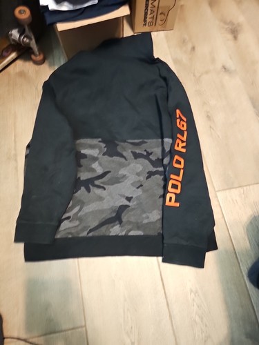 Polo Ralph Lauren RL67 nera antracite mimetica doppia maglia felpa con cappuccio uomo 2XL usata in ottime condizioni rara - Foto 18 di 24