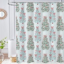 Christmas Tree Shower Curtains Sets 72"W x 72"L Pack of 1 Xmas Bow Tree