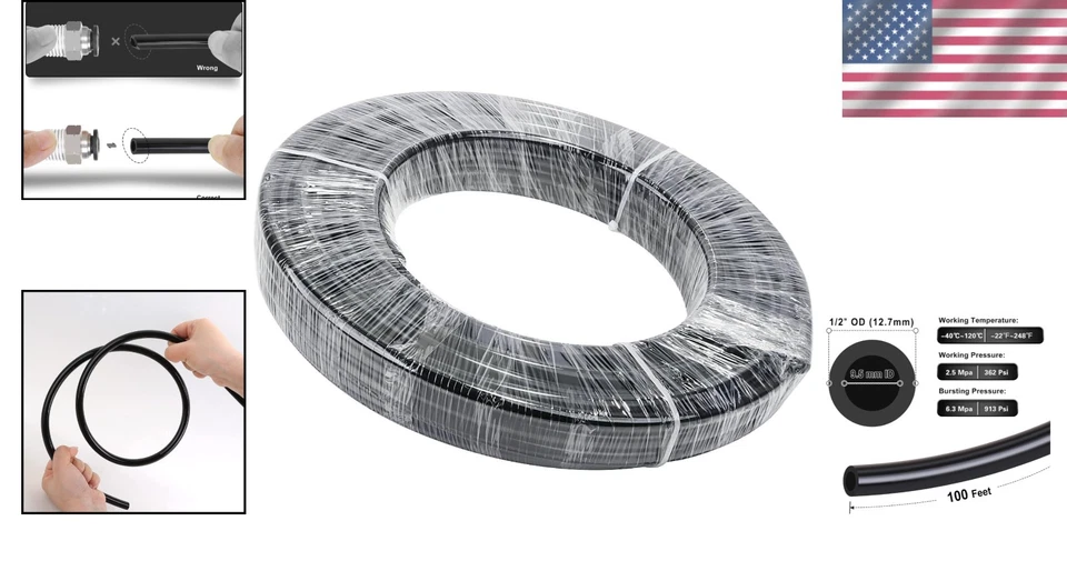 Durable 1/2" OD Nylon Air Line for Automotive Brake Systems - 100ft Length - Image 2 of 4