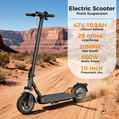 10'' Tire Electric Scooter for Adults with app 28 Miles Range 600W Motor 20mph