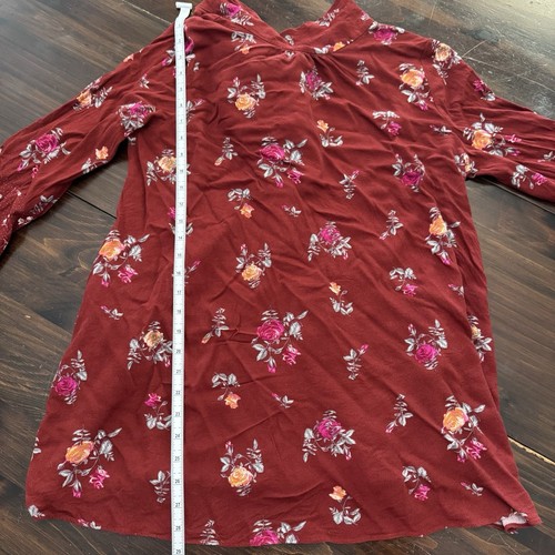 Free People Tate Tunic Top Mini Dress Med Floral High Neck Bell Sleeve Open Back - Picture 8 of 10