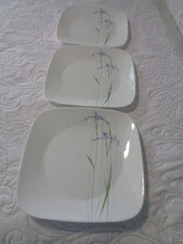 Corelle Dinner Plates 3- "Shadow Iris" Square 10.5"