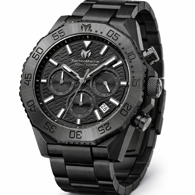 with box and papers  Technomarine 44mm Mens MARE VIVO All Black Tone Chr G2U
