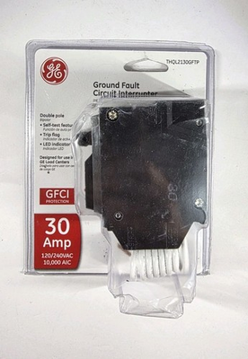 #ad GE THQL2130GFTP 30 Amp Double Pole Ground Fault Breaker Self Test Brand New $42.87