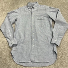 DRAKE’S London Oxford Button Down Shirt Size 15 /38 Blue Pocket Made in England