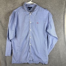 Polo Ralph Lauren Pajama Top Mens XL Blue Chambray Piped Monogram PMT Shirt