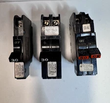 LOT OF 3 FPE Stab-lok Breakers 1 Pole 30amp/ 2 Pole 30amp/50amp Type NC