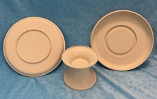   RARE   Tupperware Almond Color Serve-it All 3 Pieces Cake Pies Pedestal Stand