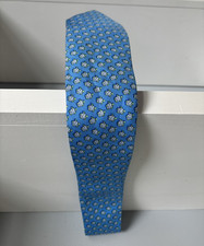 Vineyard Vines Men's Blue/White/Green Turtle Pattern Silk Tie w/ Logo Accent