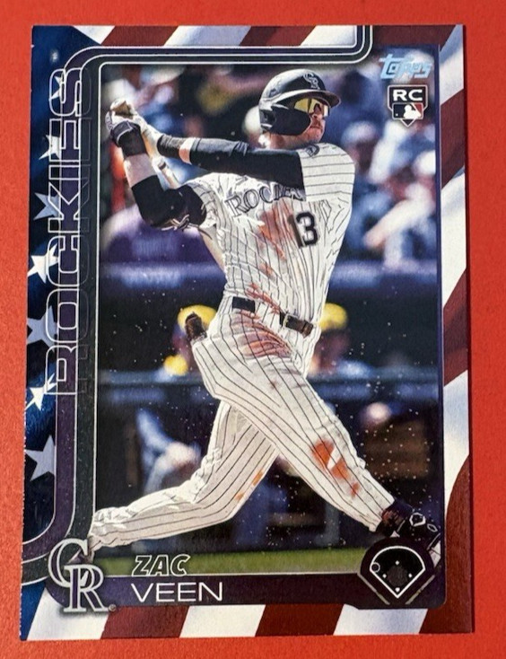 Zac Veen Rookie 70/76 Independence Day Foil 2025 Topps Update US286 RC Rockies