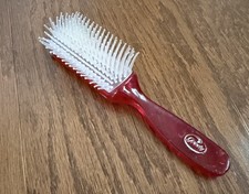 Vintage Goody 6" Red Plastic Purse-Size Ball Tip Hair Brush USA Made Movie Prop