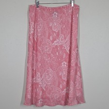 Vtg 90s Y2K Pink Paisley Midi Skirt 16 Fairy Grunge Boho Festival Cottagecore