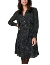 UNTUCKIT Black Polka Dot Long Sleeve Dress Classic Button Down Career Casual 4